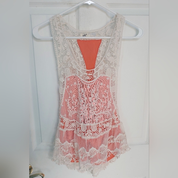 Jolt Crochet Tank Top from Buckle White/Cream and Coral Women's XS/S - Picture 3 of 7